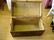 129: ANTIQUE HUMPBACK TRUNK EMBOSSED TIN OVER WOOD BRAS - 3
