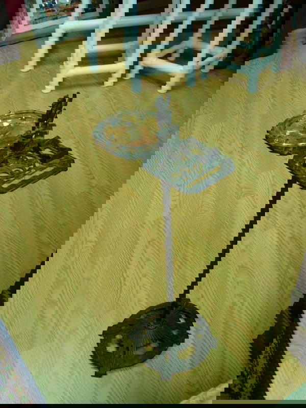 194 ANTIQUE WROUGHT IRON ASHTRAY STAND PEGASUS HORSE H