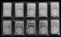 TEN 1 OZ AMPEX .999 FINE SILVER BULLION BARS