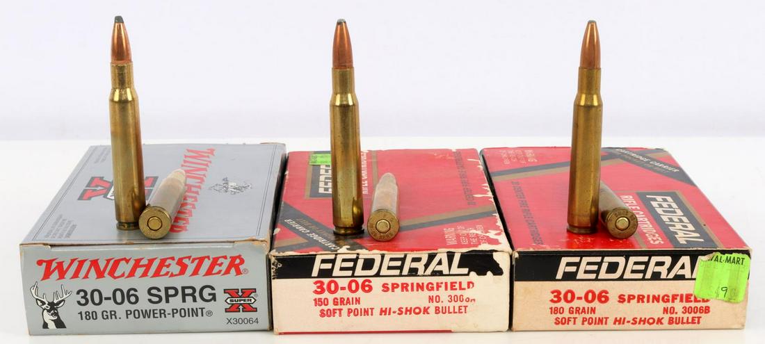 60 ROUNDS FEDERAL 30-06 SPRING 150GR & WIN 180 GR: 60 rounds of Federal 150 gr ammo and 20 rounds of Winchester 180 gr ammunition.