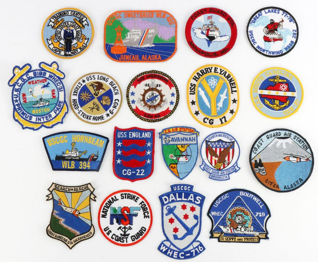 18 VIETNAM TO DESERT STORM USCG COAST GUARD PATCH: No duplication, some quite scarce.