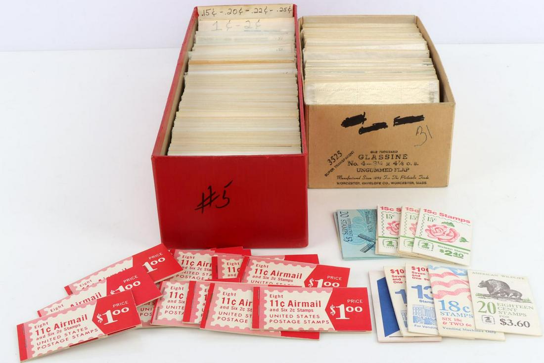 $476.88 FACE VALUE US MINT PLATE BLOCK STAMP LOT: Within value includes $40.50 value of mint stamp books. All mint, full gum, and non hinged plate blocks. A treasure trove. This lot has a reserve.