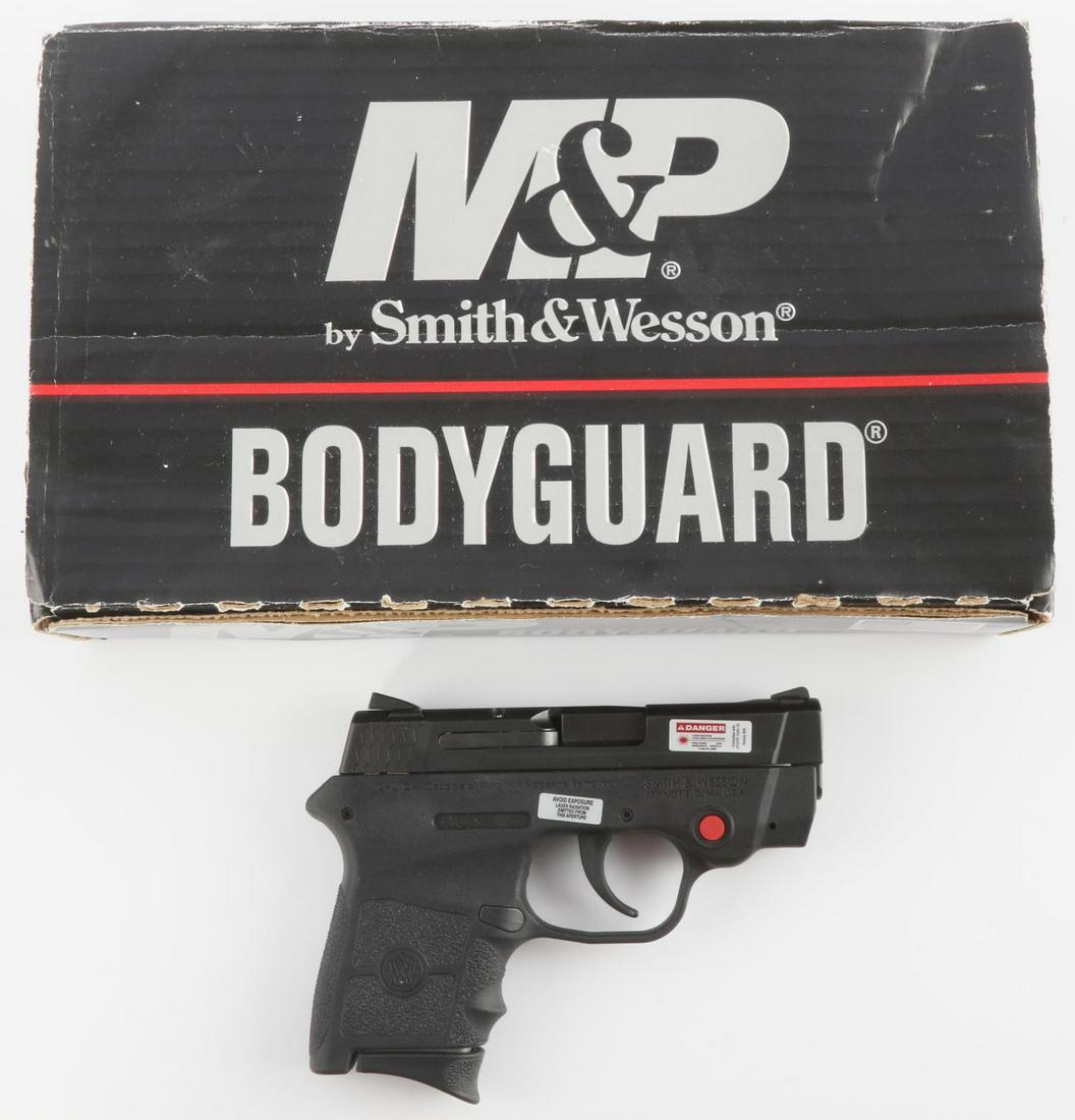 SMITH & WESSON M&P BODYGUARD 380 PISTOL: Compact and sleek, the M&P Bodyguard 380 delivers personal protection in an easy-to-carry, comfortable platform. Chambered for .380 ACP, the lightweight pistol features a high-strength polymer frame w