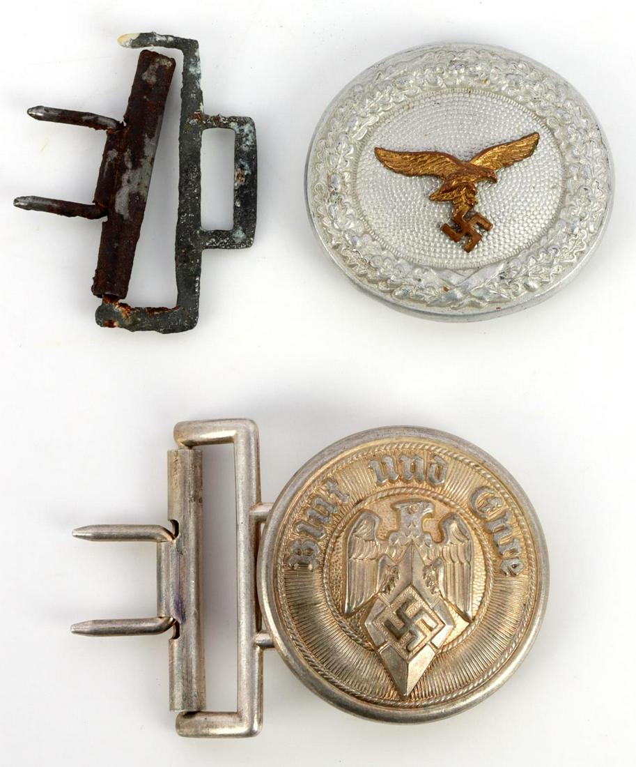 WWII GERMAN REICH LUFTWAFFE HJ YOUTH BELT BUCKLE: Hitler youth buckle Camill Bergman & Co., Luftwaffe is Assman, and in very good original condition.