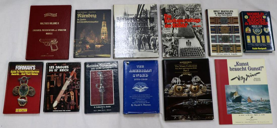 WWII GERMAN BOOK LOT WALTHER DAGGERS FORMAN AWARDS: 11 books include: Walther vol. 2 Engraved, Presentation and Standard Models by James L. Rankin, Forman's Guide to Third Reich German Awards...And Their Values 2nd edition, German Clamshells and Other