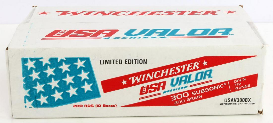 200 RDS WINCHESTER 300 BLACKOUT 200 GR AMMUNITION: Case of Winchester 300 Blackout 200 grain ammunition. Comes in 10 boxes of 20 rounds each totaling 200 rounds. This lot has a reserve.
