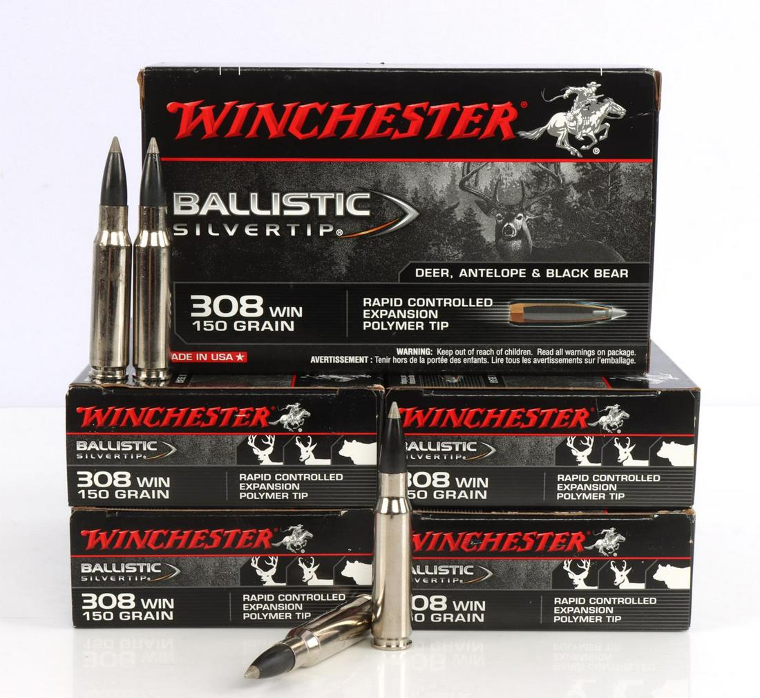 100 ROUNDS WINCHESTER BALLISTIC TIP 308 150 GR: New in box.