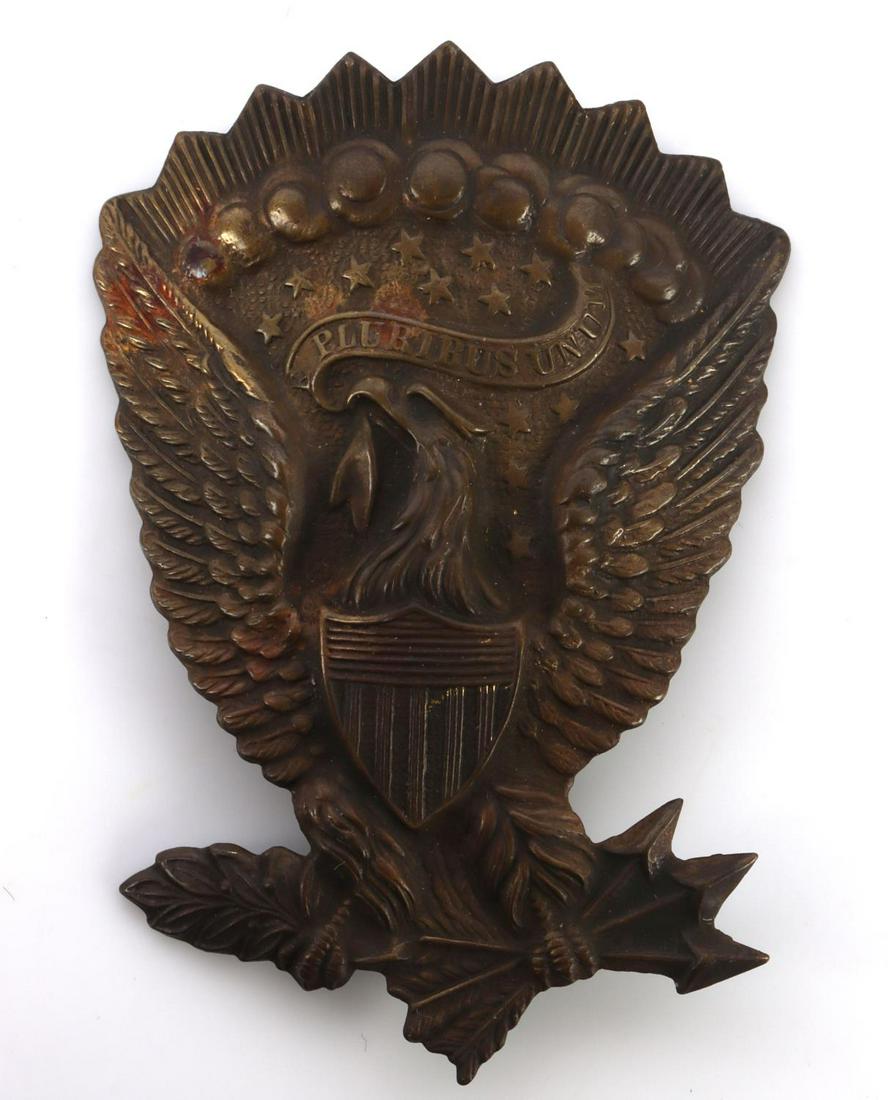 CIVIL WAR UNION HARDEE HAT JEFF DAVIS BADGE: Jefferson Davis approved design for Cavalry Union Hardee hat.