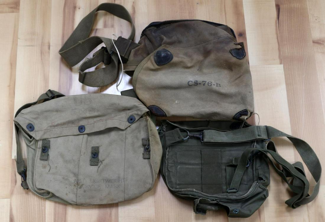 2 WWII GAS MASK & 1 SIGNAL CORP BAG LOT: A CS-76-b radio bag and 2 gas mask bags.