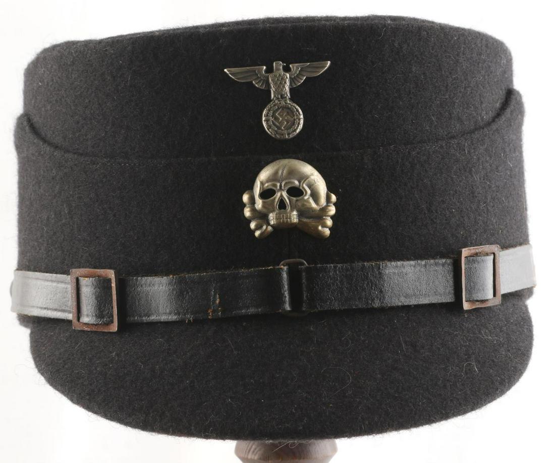 WWII GERMAN THIRD REICH SS COFFEE CAN VISOR: Age indeterminate but certainly post war. Good quality wearable example size U.S. 7 1/8, free of mothing.