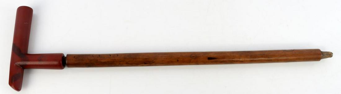 19TH CENTURY NATIVE AMERICAN CATLINITE PIPE W STEM: Sioux Plains Indian Catlinite pipe. Overall in good condition with minor scuffs and wear commensurate with age. The opening has slight blackening/soot and the edges have minor chips/flaking to stone. 