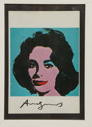 ANDY WARHOL SIGNED LIZ SILK SCREEN PRINT W COA