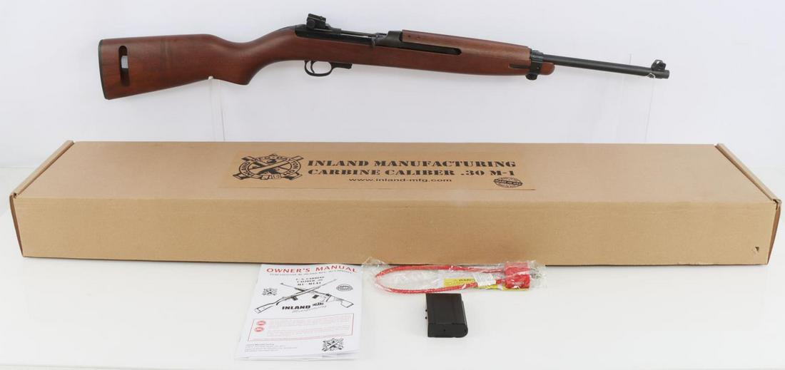 INLAND MANUFACTURING M1 M1A1 CALIBER .30 CARBINE: New in box including one magazine, owners manual, and a lock. FFL required for transfer. No international shipping. Know your state laws before bidding. Caliber: .30 M1 Serial #: 9008128