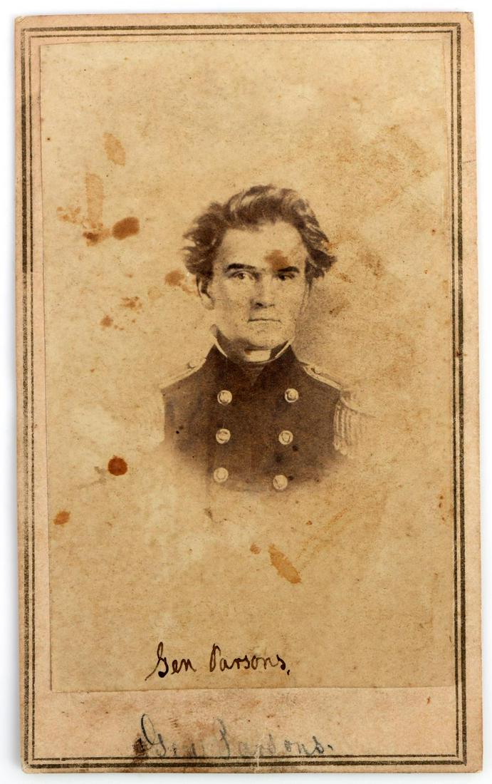 CDV PHOTOGRAPH CSA CONFEDERATE GENERAL PARSONS: Major General Mosby Parsons, E & H.T. Anthony back mark, in very good original condition.