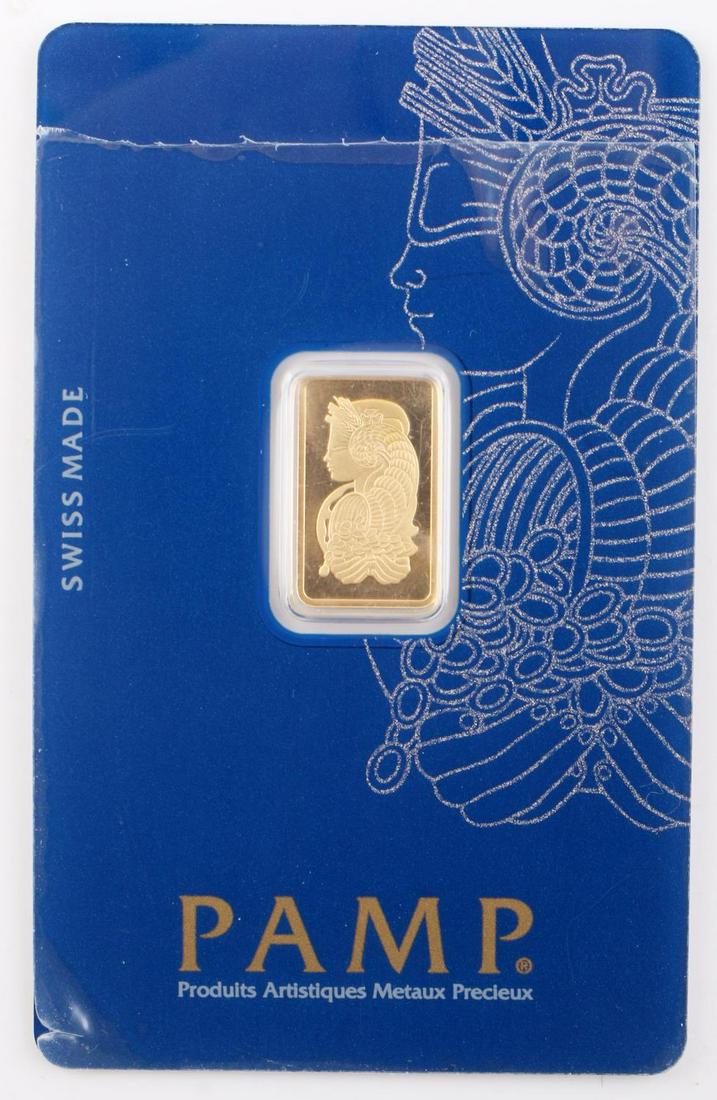 PAMP 2.5 GRAMS 999 FINE GOLD BULLION: Certified and encapsulated. Electronically tested. This lot has a reserve.