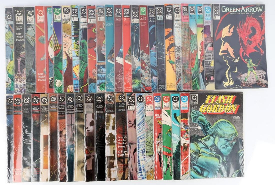 COMIC LOT GREEN ARROW 1-25 HELL BLAZER 1-15: All are in near mint or better condition. Includes Green Arrow issues 1-25, missing no. 20, Hell Blazer issues 1, 3-6, 7 (2x), 9-11, 12-13, & 15, and Flash Gordon issues 1-4 and 6-9.