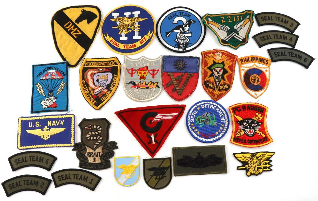 VIETNAM WAR & MODERN NAVY SEALS MAG SOG CAV & MORE: 25 patches in total. All in good condition. As photographed.