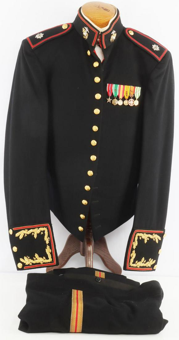 VIETNAM WAR USMC MARINE LT COL NAMED DRESS UNIFORM: Lt Col. Joe E. Miller who became Commissioner of Motor vehicles West Virginia, served 2 combat tours in Vietnam, matching sterling EGA's, Compiled mini medals Bronze star with V device, Navy Marine Co