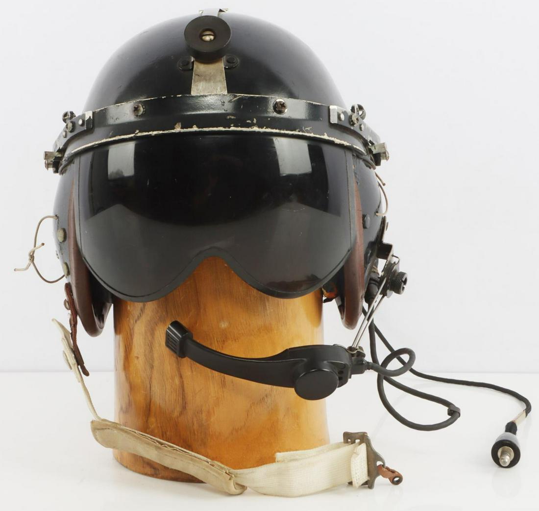 USAF P-1B KOREAN WAR JET PILOT HELMET W MIC: Some loss to ear phones, and inner foam, otherwise very good and original, Mic with U.S. Air Force stamped liner