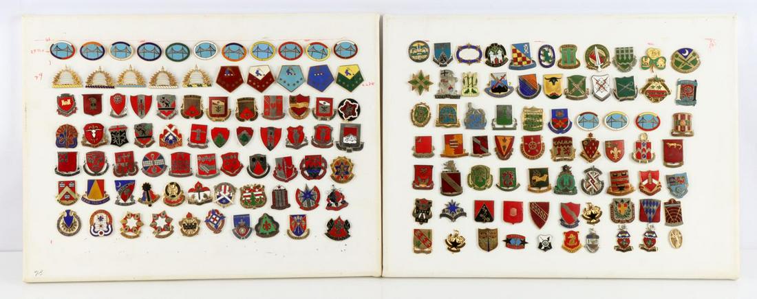 147 POST WAR US ARMY DISTINCTIVE UNIT INSIGNIA: Likely from the 1960's and later. On two canvas pieces. Can be removed from canvas upon winning bidder's request to save on shipping costs.
