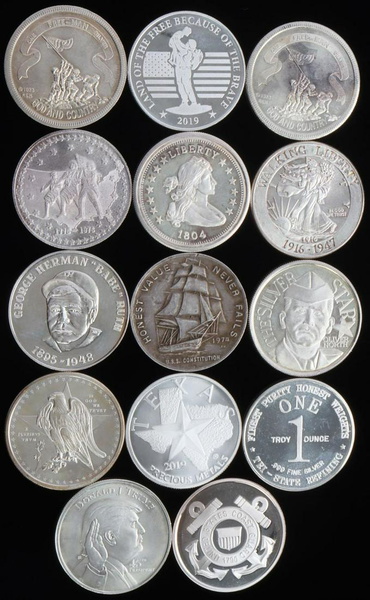 14 Assorted 1 Oz Silver Bullion Rounds