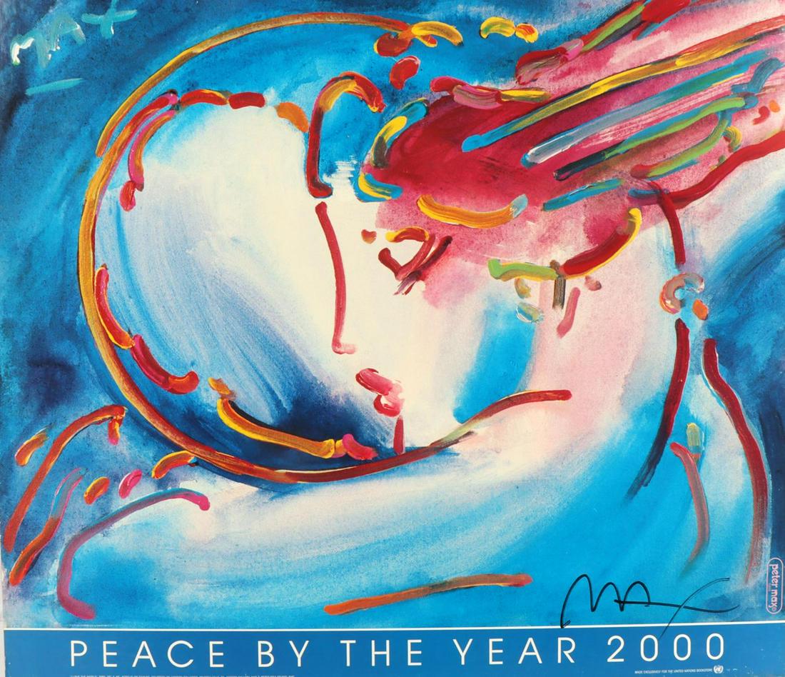 PETER MAX SIGNED PSYCHEDIC POP ART POSTER: 1963-1993 gallery show poster signed by Peter Max (born Peter Max Finkelstein, B- 1937). American pop art/psychedelic art, known for his use of bright colors and associated with the visual arts and cu