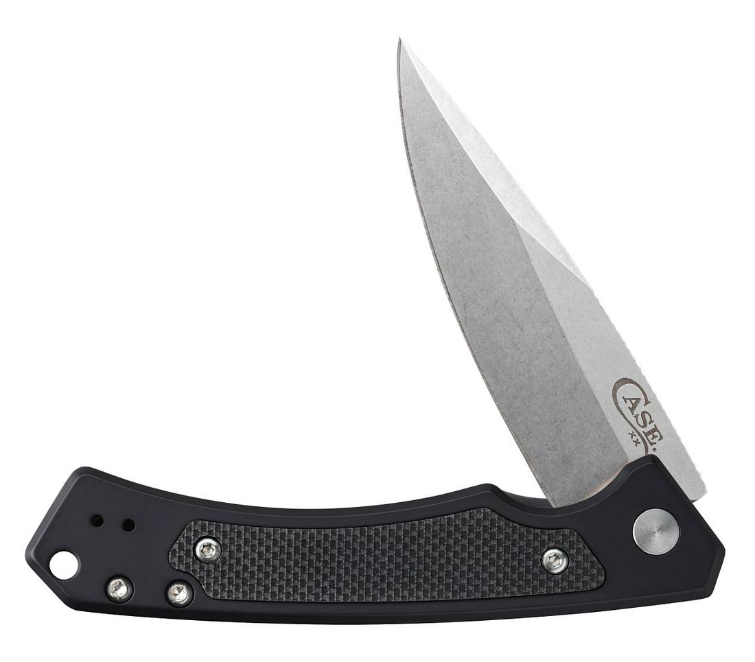 NEW W.R. CASE BLACK G-10 MARILLA POCKET KNIFE: New in the box Case knife, no. 25884 black anodized aluminum with black G-10 inlay Marilla CPM 20- CV. Stock photos provided. This lot has a reserve.