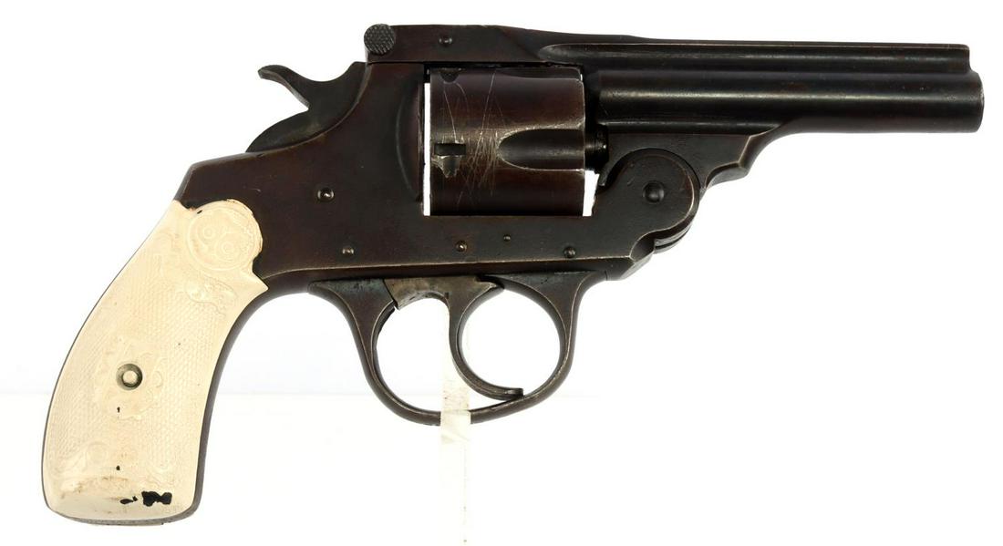 IVER JOHNSON TOP BREAK 5 SHOT .38 REVOLVER: Iver Johnson top break .38 caliber 5 shot revolver. Bright and clear bore with light pitting. 3 inch barrel. Marked to top "Iver Johnson's Arms & Cycle Works Fitchburg, Mass. U.S.A." Steel in good con