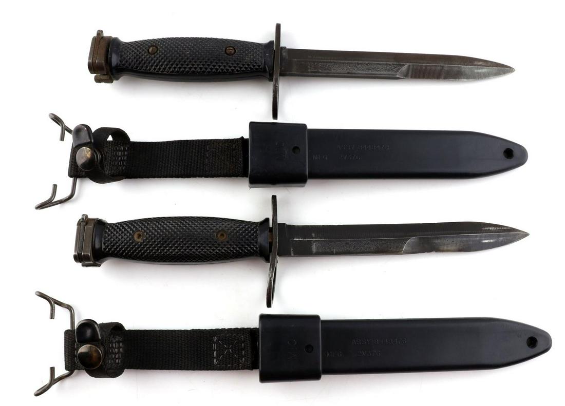 UNITED STATES MARK VII BAYONET W M10 SCABBARD LOT: Lot of 2 US M7 bayonet fighting knives with M10 scabbards. US M7 BOC marking on cross-guard and M10 marking on scabbard. Blades measures approximately 6 1/2 inches. In good condition with finish loss 