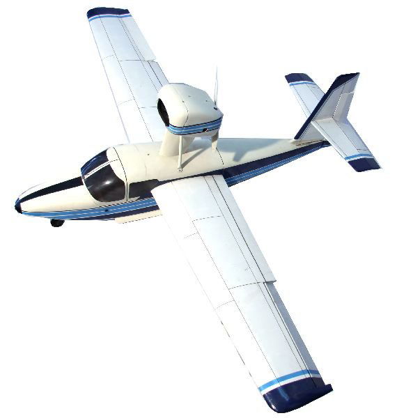 LAKE/COLONIAL SKIMMER AMPHIBIAN RC MODEL: Pro built RC model, Lake/Colonial Skimmer Amphibian, scale 1/20, various colors. 1950-1960s model, never flown, a Lake amphibian from a Berkley Kit of the period. Has servos, engine and control rods i