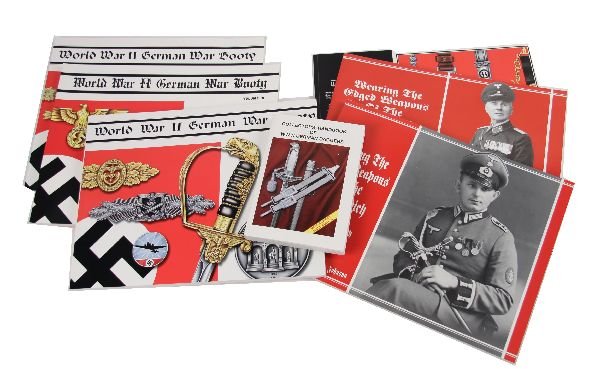 COLLECTION OF TEXTS ON THIRD REICH BY JOHNSON: Collection of texts on the Third Reich by LTC (Ret.) T.M. Johnson. Includes World War II War Booty volumes three, four, and five; Wearing the Edged Weapons of the Third Reich volumes two and three; Th