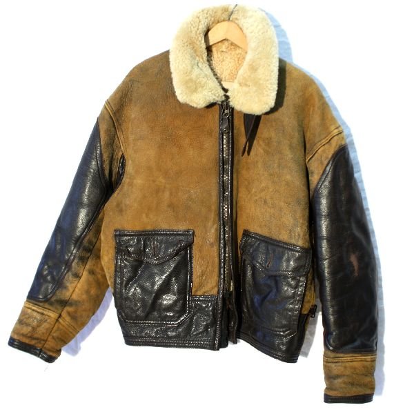 WWII B-3 SHEEP SKIN BOMBER JACKET SIZE 44: Large size 44 B-3 , sheep fur lined bomber jacket, rough out red skin style, very good wearable condition.