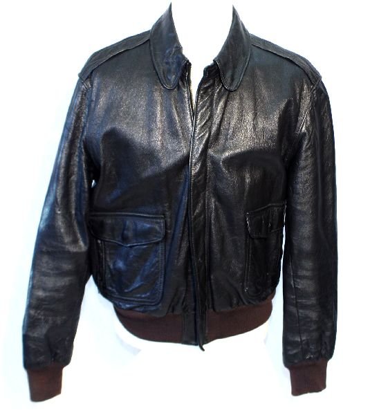 WWII A-2 LEATHER FLIGHT JACKET SIZE 48: Larger size WWII Army Air Force A-2 leather flight jacket, size 48. Private purchase, California Golden Bear manufacturer. Free of tears to the sleeve and waist bands, leather is free of cracking on w