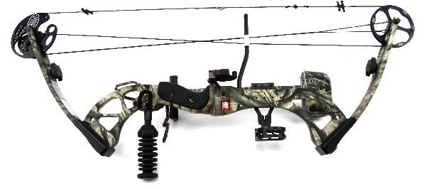 PSE STINGER COMPOUND BOW: PSE Stinger compound bow. Measures 31.5 inches axle to axle, weighs 4.2 pounds. 25-30 inch adjustable draw length, 70 pound pull, and speed of 304 fps. Quiver mounted on left side. Excellent condition