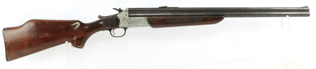 SAVAGE 24H-DL COMBINATION SHOTGUN 20 GA & .22 MAG: Includes a "Four Tenner" bore adapter which allows a 20 gauge barrel to fire .410 shells. Gun fires 20 gauge and .22 Win Mag R.F. Barrels measure 23 7/8 inches long. Bores are clear but could use a cl