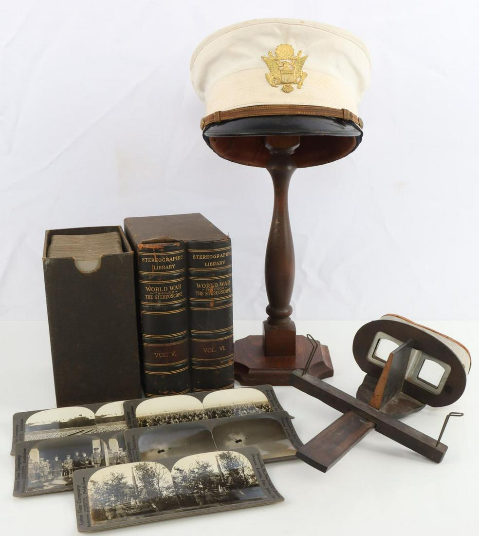 Wwi Lot M1912 Dress Visor & World War Stereoview Auction