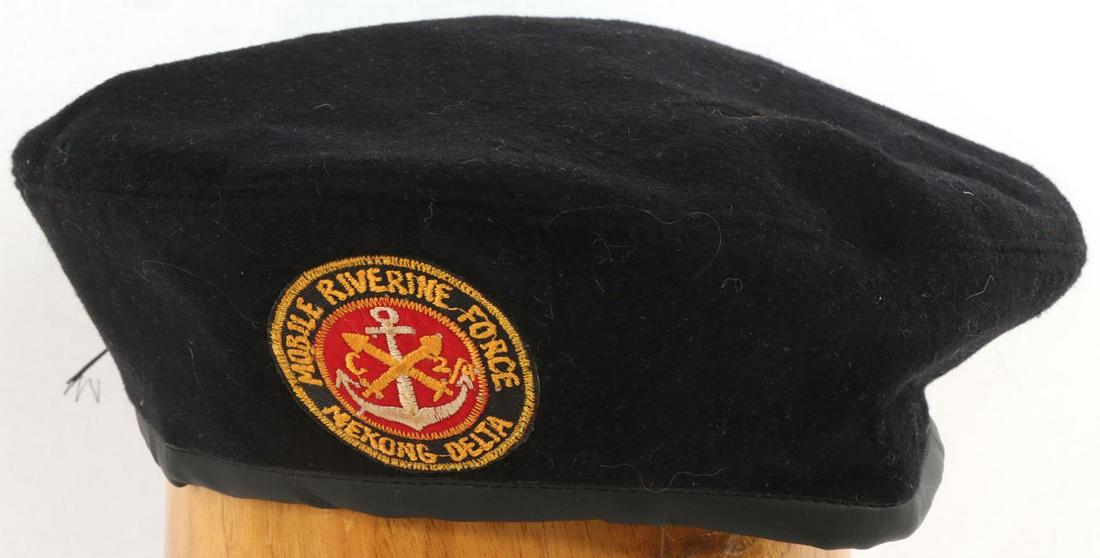 MOBILE RIVERINE FORCE MEKONG DELTA VIETNAM BERET: In country beret , Euro size 56, very good original condition.