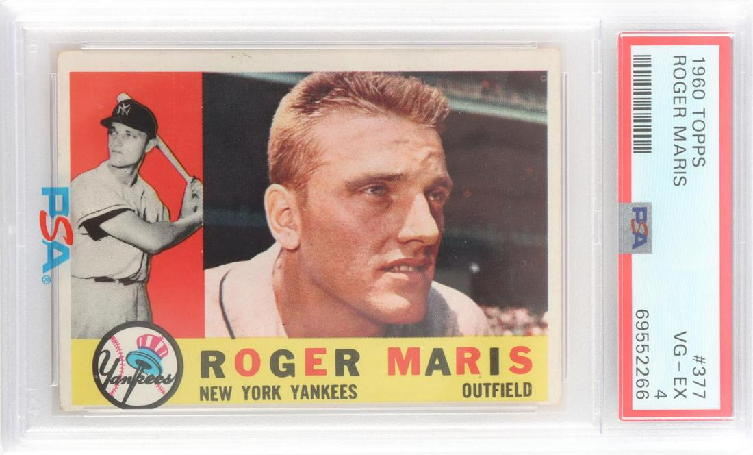 1960 TOPPS ROGER MARIS #377 PSA VG-EX 4: PSA Encapsulated card