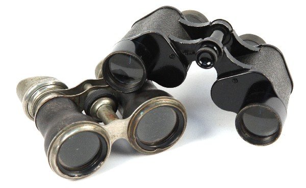 TWO PAIRS OF VINTAGE BINOCULARS JOCKEY CLUB BAUSCH: Two sets of binoculars including 1900s Jockey Club and vintage Bausch Military Stereo 6 x 30. General wear due to age to be expected. Both appear to be in good working condition.