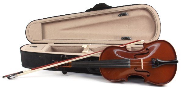 PALATINO VN-450 HAND MADE VIOLIN W/ BOW & CASE: Chinese made Palatino VN-450 violin with bow and case. Very good condition. Missing one peg and neck support.