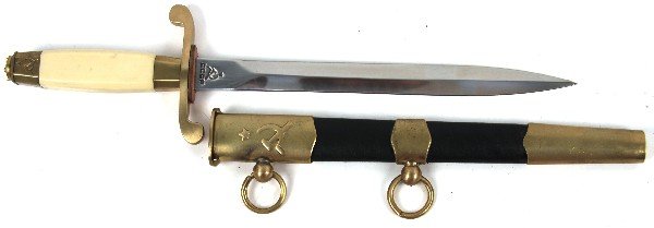 COLD WAR SOVIET NAVAL DRESS DAGGER: Cold War era Soviet naval dress dagger. Marked "CCCP " with hammer & sickle on ricasso. Overall good condition.
