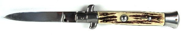 VINTAGE STILETTO SWITCHBLADE BY OTHELLO: Vintage German made Othello switchblade knife. Light wear to blade, otherwise very good condition.