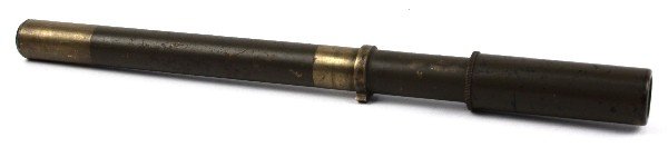 CANADIAN R.E.L. 22C MKII ARTILLERY SCOPE 1942: R. E. L. 22C Mk II telescopic artillery scope marked "TELESCOPE SIGHTING NO 22C MK2" and "R.E.L. CANADA 1942". Brass with OD green paint, measuring 15 1/4 inches. Clear lenses, and overall good condit