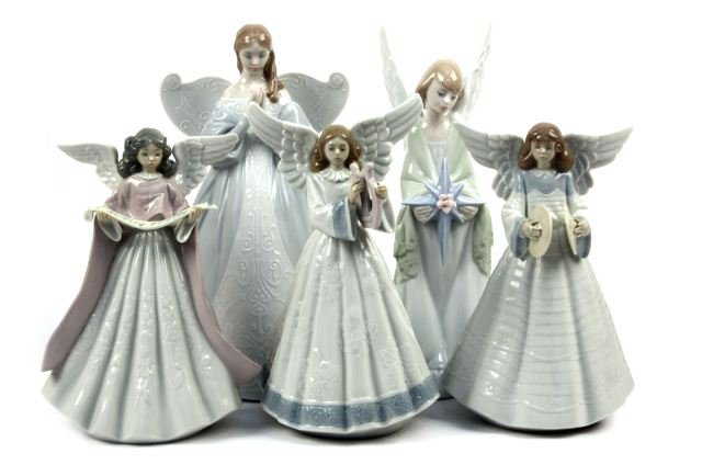 FIVE LLADRO ANGEL TREE TOPPERS