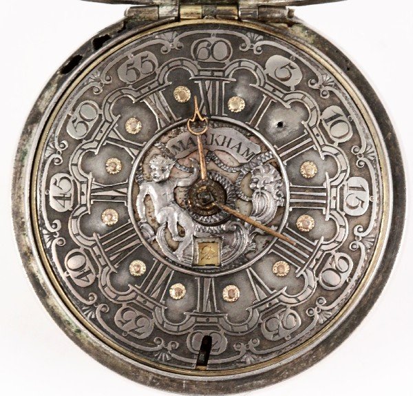 18TH CEN STERLING MARKHAM FUSEE POCKET WATCH - 2