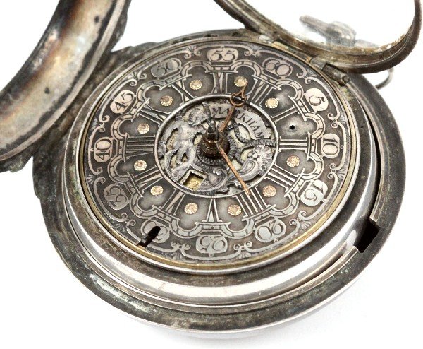 18TH CEN STERLING MARKHAM FUSEE POCKET WATCH - 4