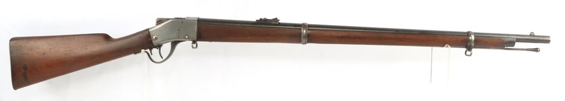 SHARPS-BORCHARDT OLD RELIABLE M1878 .45-70 RIFLE: A Sharps Borchardt M1878, "Old Reliable", .45-70 caliber, single shot falling block rifle. Left side of receiver stamped "Borchardt Patent Sharps Rifle Co. Bridgeport Conn. U.S.A." Barrel stamped "Old