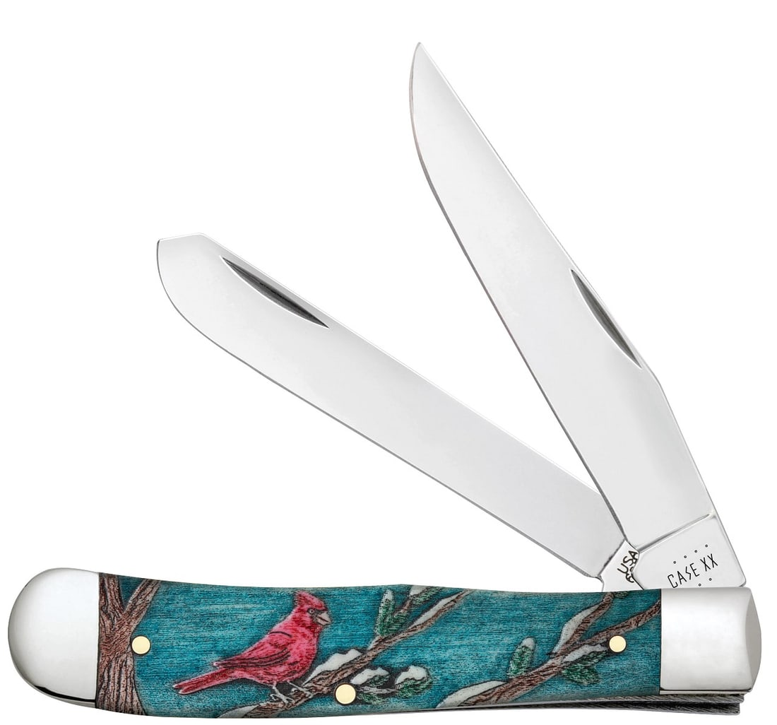 CASE POCKET KNIFE CARDINAL NATURAL BONE TRAPPER: New in the box Case pocket knife no. 39159, cardinal smooth natural bone color wash trapper (6254 SS). Stock photos provided. This lot has a reserve.