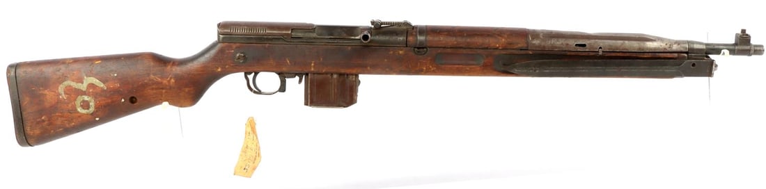 CZECH MODEL VZ 52 7.62 SEMI AUTO COLD WAR RIFLE: bright and clear bore with good rifling. Mechanically good, action functions well. Magazine bolt stopper not working, bolt does not stop when magazine is present. Metal with finish loss throughout, wo