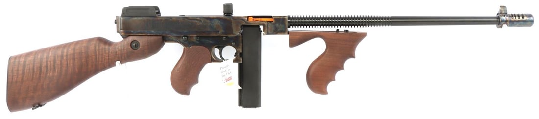 AUTO-ORDNANCE THOMPSON 1927A-1 DELUX CARBINE: New in box, Auto-Ordnance Thompson T1Ch 1927A-1 Deluxe Carbine .45 caliber rifle. Case includes one 20-round magazine, a lock. and an owners manual. FFL required for transfer. No international shippin